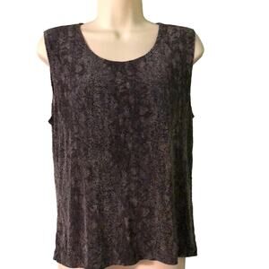Chico’s Design Brown Snakeskin look knit top Womans Size 12 Sleeveless